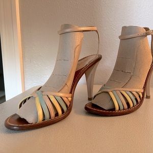 Vintage  pastel colors strappy high heel sandals